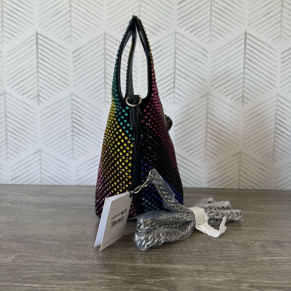 Kurt Geiger Rainbow Small Chelsea Crystal Leather Hobo Crossbody Bag - Picture 4 of 7
